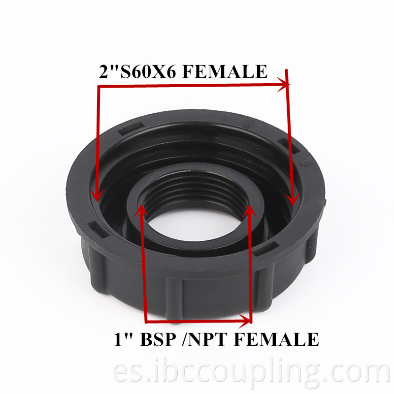 Adaptador de tanque IBC DN50 2 pulgadas Femenina giratoria de 3/4 de pulgada